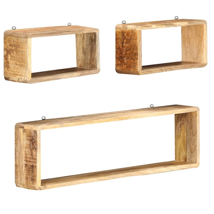 Set rafturi de perete cub, 3 piese, lemn masiv de mango - WALTI WALTI