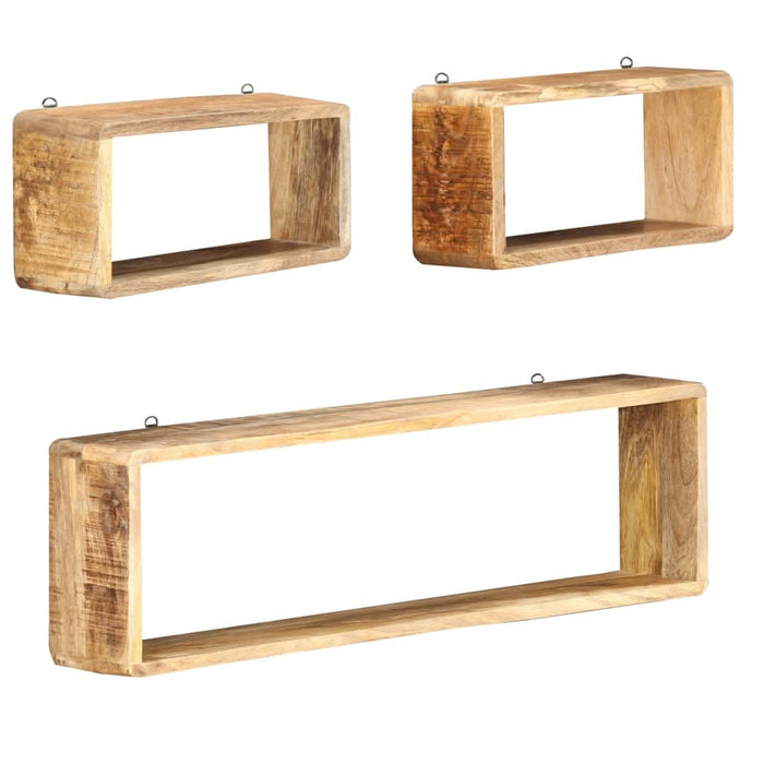 Set rafturi de perete cub, 3 piese, lemn masiv de mango - WALTI WALTI