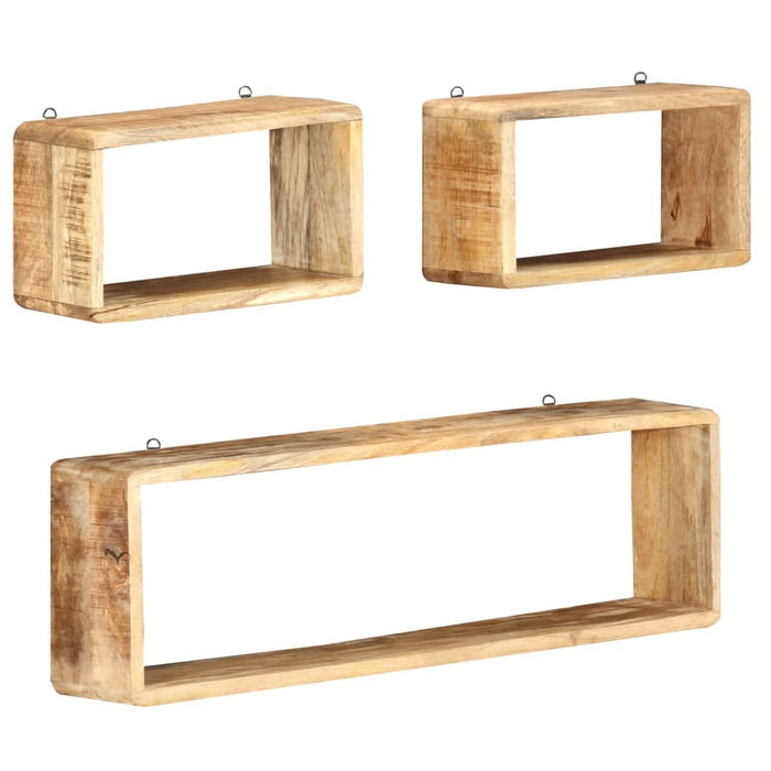 Set rafturi de perete cub, 3 piese, lemn masiv de mango - WALTI WALTI