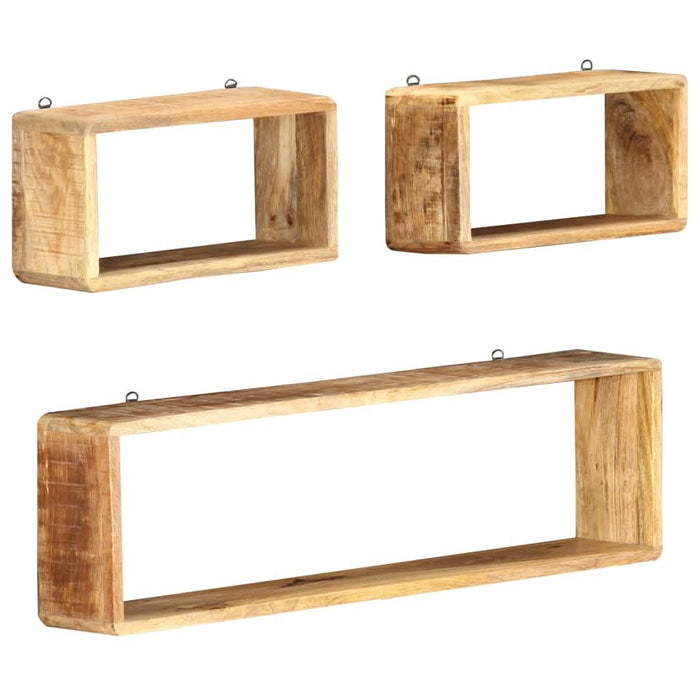 Set rafturi de perete cub, 3 piese, lemn masiv de mango - WALTI WALTI