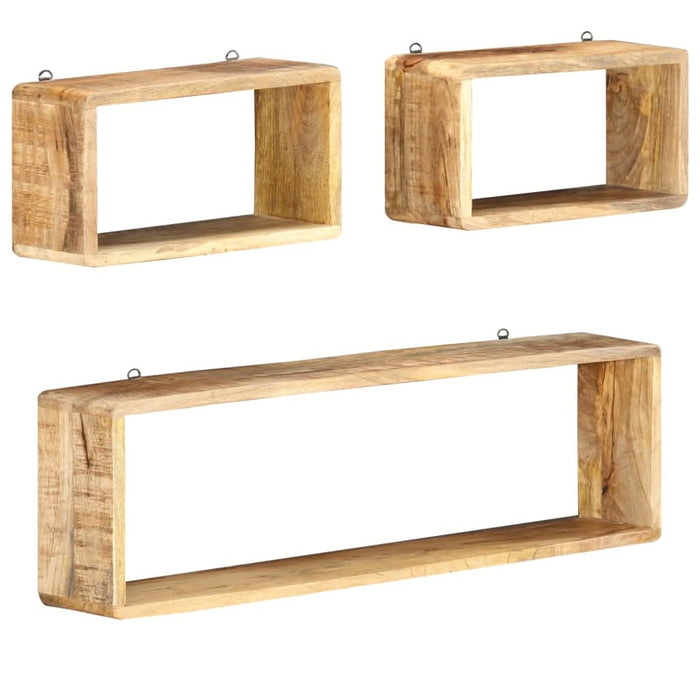 Set rafturi de perete cub, 3 piese, lemn masiv de mango - WALTI WALTI