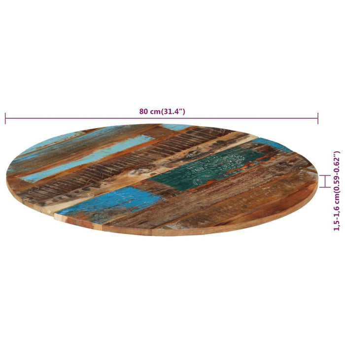 Blat de masă rotund, 80 cm, lemn masiv reciclat, 15-16 mm - WALTI WALTI