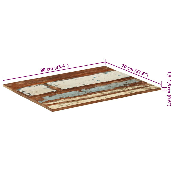 Blat masă dreptunghiular 70x90 cm lemn masiv reciclat 15-16 mm - WALTI WALTI