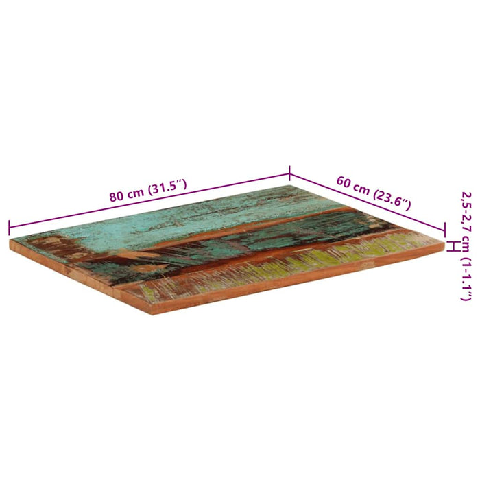Blat masă dreptunghiular 60x80 cm lemn masiv reciclat 25-27 mm - WALTI WALTI