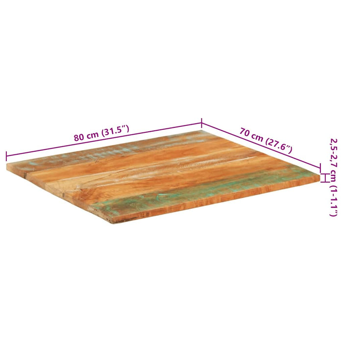Blat masă dreptunghiular 70x80 cm lemn masiv reciclat 25-27 mm - WALTI WALTI