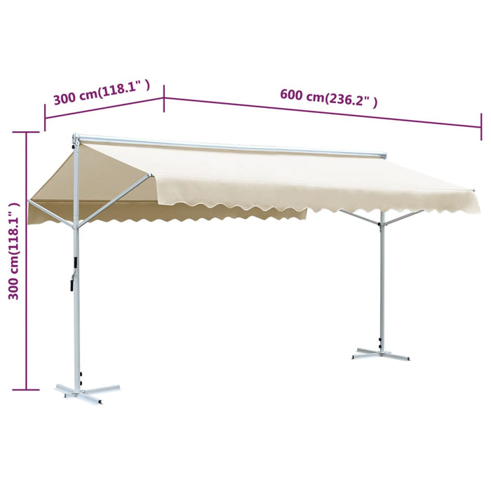 Copertină cu structură independentă, crem, 600 x 300 cm - WALTI WALTI