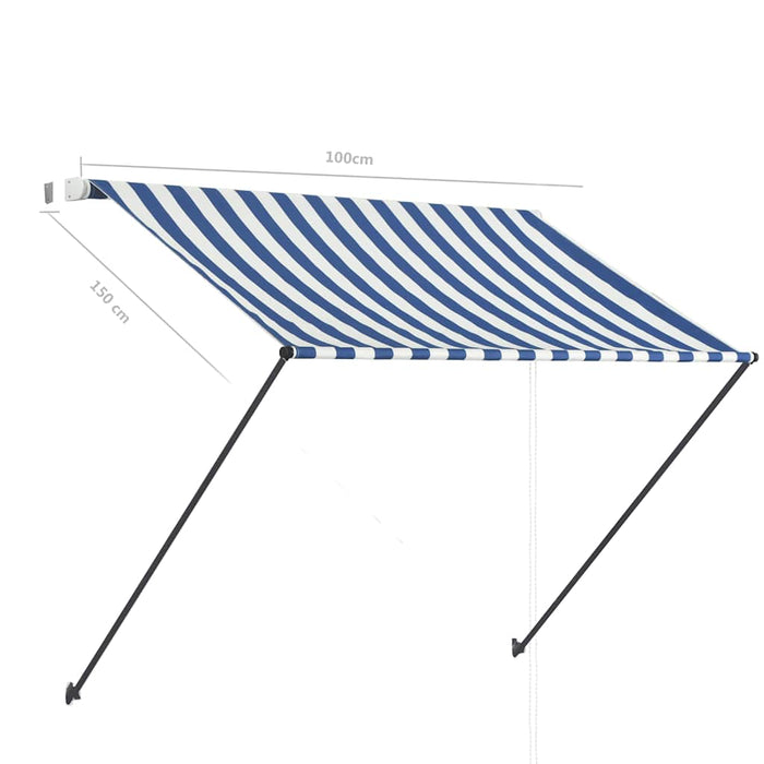 Copertină retractabilă cu LED, albastru și alb, 100 x 150 cm WALTI