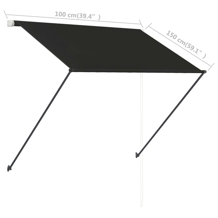 Copertină retractabilă cu LED, antracit, 100 x 150 cm WALTI