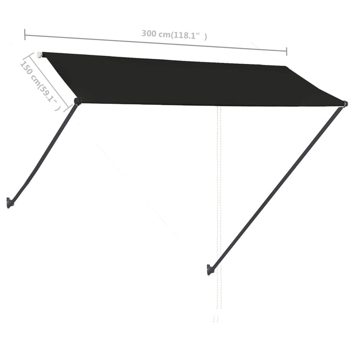 Copertină retractabilă cu LED, antracit, 300 x 150 cm WALTI