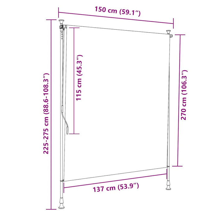 Jaluzea tip rulou de exterior, crem, 150 x 270 cm - WALTI WALTI