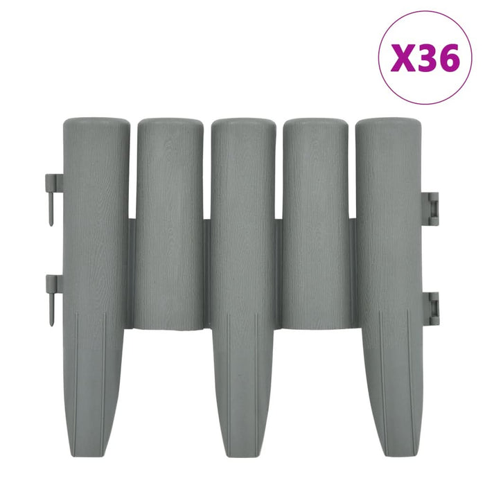 Borduri de gazon, 36 buc., gri, 10 m, PP - WALTI WALTI