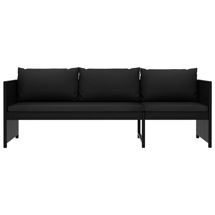 Set mobilier de grădină cu perne, 3 piese, negru, poliratan WALTI