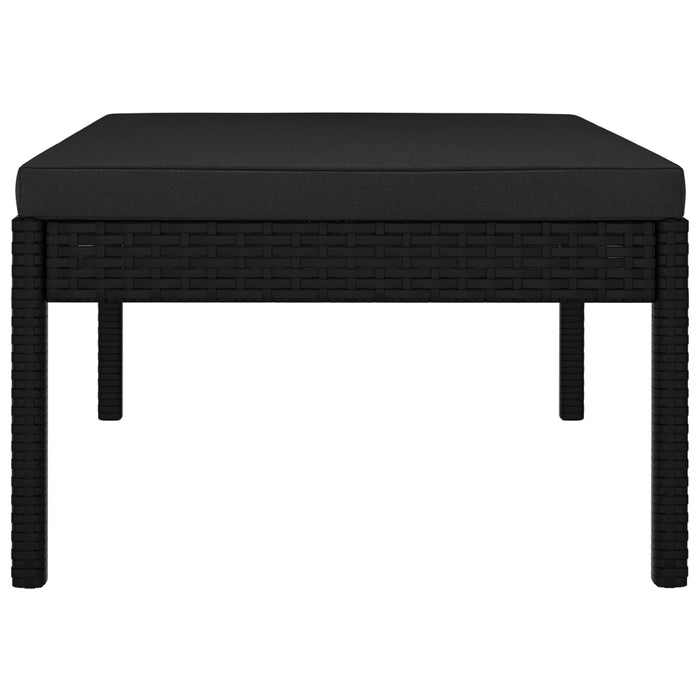 Set mobilier de grădină cu perne, 3 piese, negru, poliratan WALTI