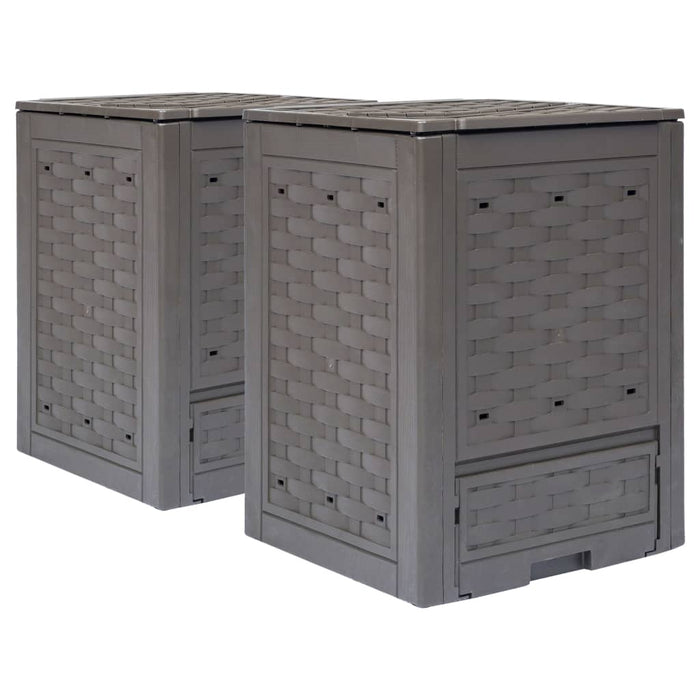 Compostoare grădină 2 buc. maro 60x60x83 cm 600 L plastic ratan - WALTI WALTI