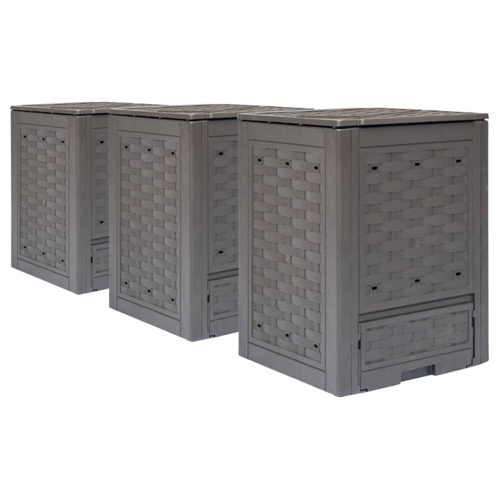 Compostoare grădină 3 buc. maro 60x60x83 cm 900 L plastic ratan - WALTI WALTI