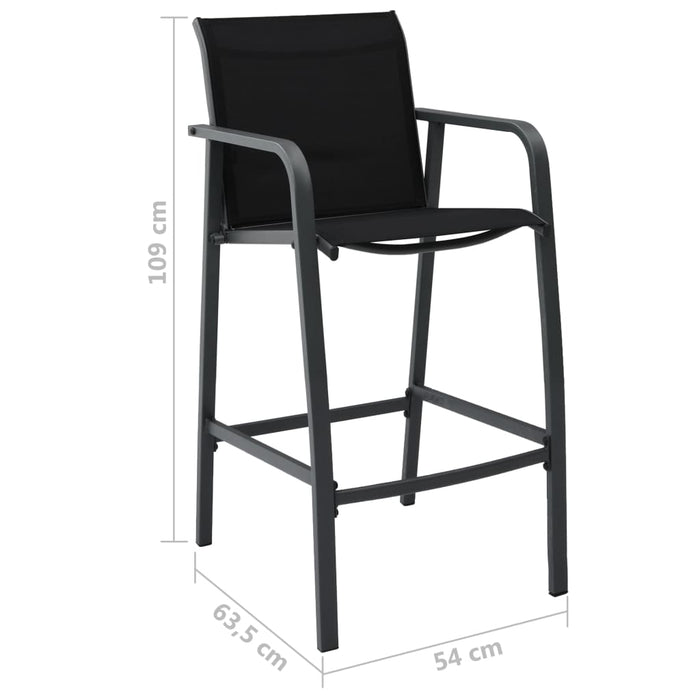Scaune de bar de grădină, 4 buc., negru, textilenă - WALTI WALTI