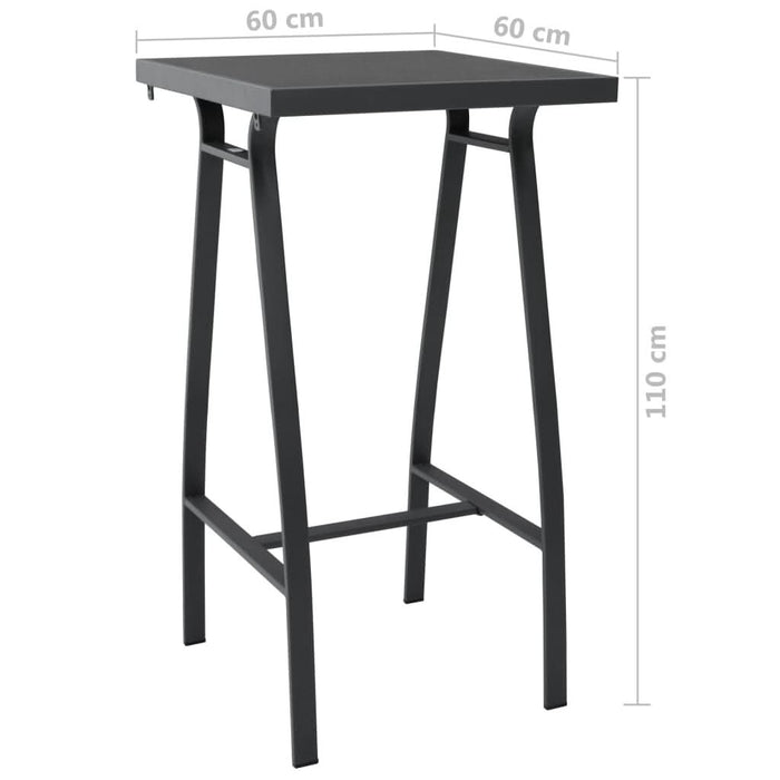 Masă de bar grădină, negru, 60 x 60 x 110 cm, sticlă securizată WALTI