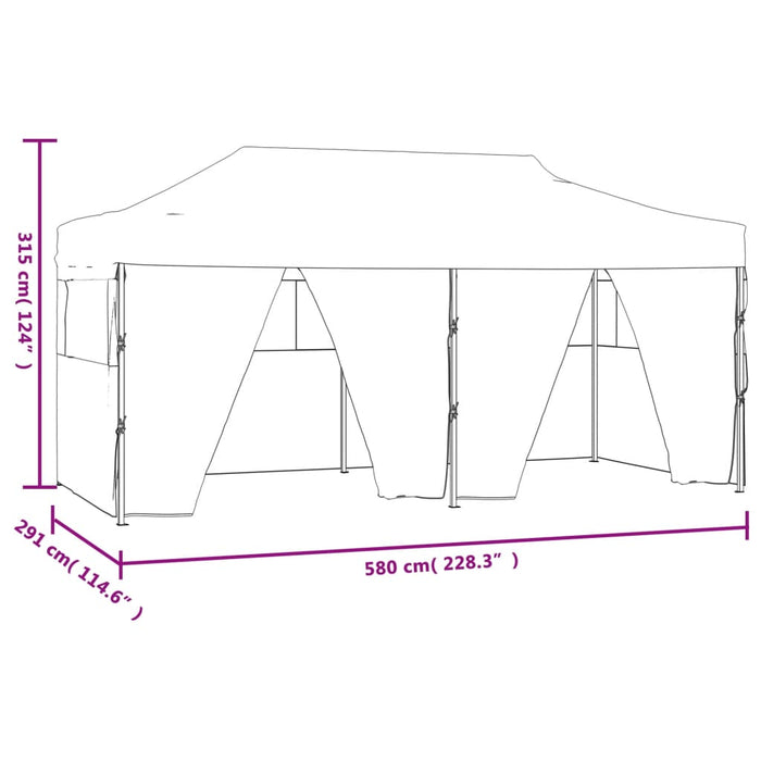 Cort de petrecere pliabil cu 4 pereți, antracit, 3 x 6 m, oțel - WALTI WALTI