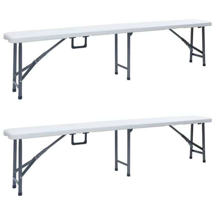 Bănci de grădină pliabile, 2 buc., alb, 180 cm, HDPE - WALTI WALTI