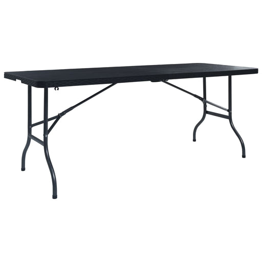 Masă grădină pliabilă, negru, 180x75x72 cm, HDPE imitație ratan - WALTI WALTI