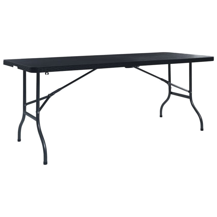 Masă grădină pliabilă, negru, 180x75x72 cm, HDPE imitație ratan - WALTI WALTI