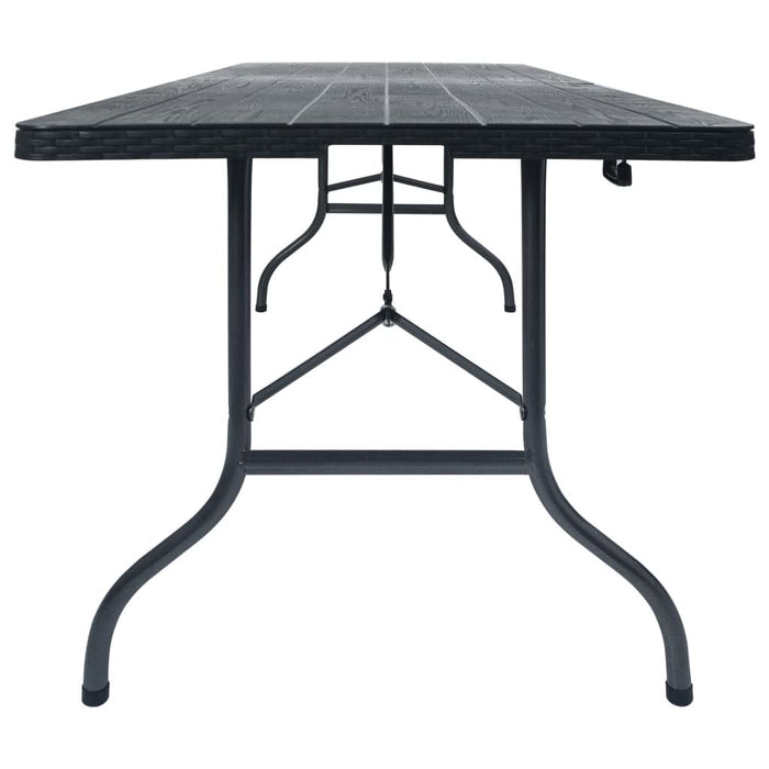 Masă grădină pliabilă, negru, 180x75x72 cm, HDPE imitație ratan - WALTI WALTI