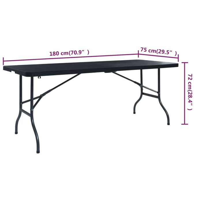 Masă grădină pliabilă, negru, 180x75x72 cm, HDPE imitație ratan - WALTI WALTI