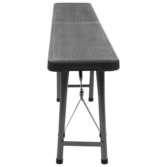 Bănci de grădină pliabile, 2 buc., negru, 180 cm, HDPE - WALTI WALTI