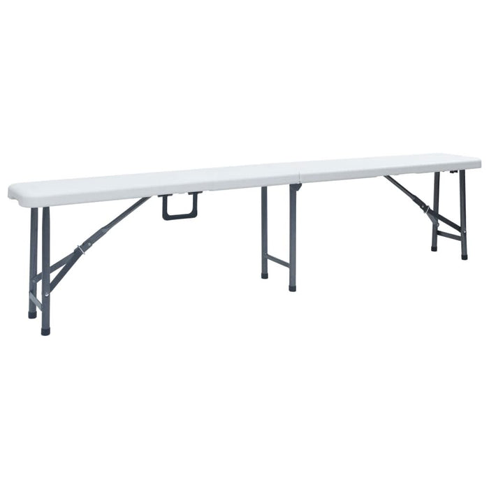 Masă de grădină pliabilă cu 2 bănci, alb, 180 cm, oțel și HDPE - WALTI WALTI