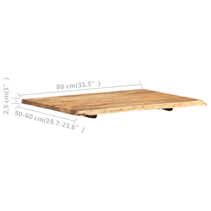 Blat de masă, 80x(50-60)x2,5 cm, lemn masiv de acacia - WALTI WALTI