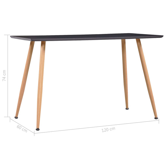 Masă de bucătărie, gri și stejar, 120 x 60 x 74 cm, MDF - WALTI WALTI