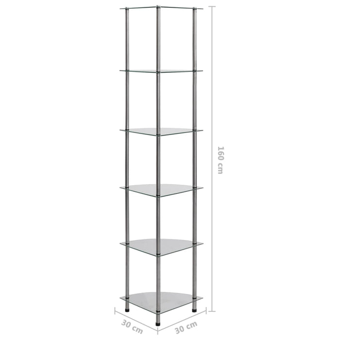 Raft cu 6 niveluri transparent, 30x30x160 cm, sticlă securizată - WALTI WALTI
