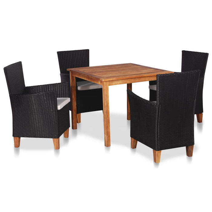 Set mobilier de exterior, 5 piese, negru și maro, poliratan WALTI