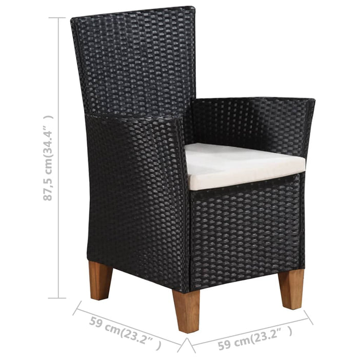 Set mobilier de exterior, 5 piese, negru și maro, poliratan WALTI