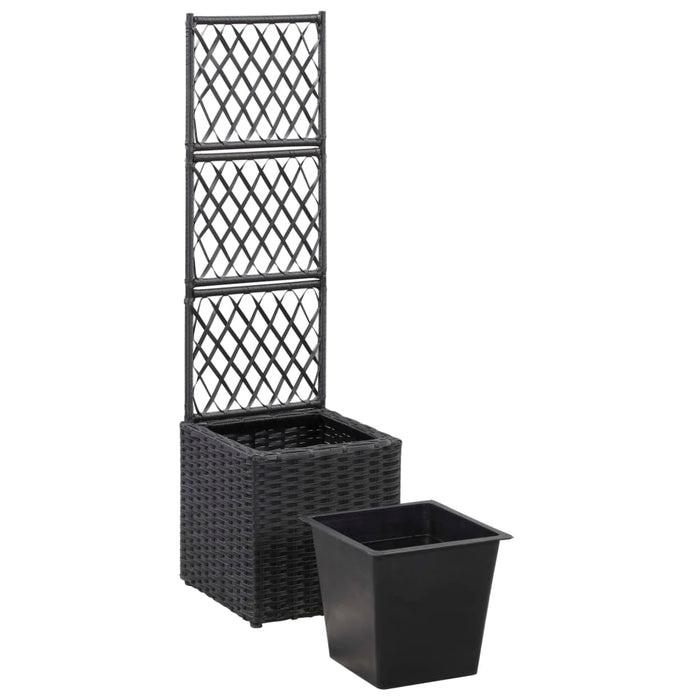 Strat înălțat spalier 1 ghiveci negru 30x30x107 cm poliratan WALTI