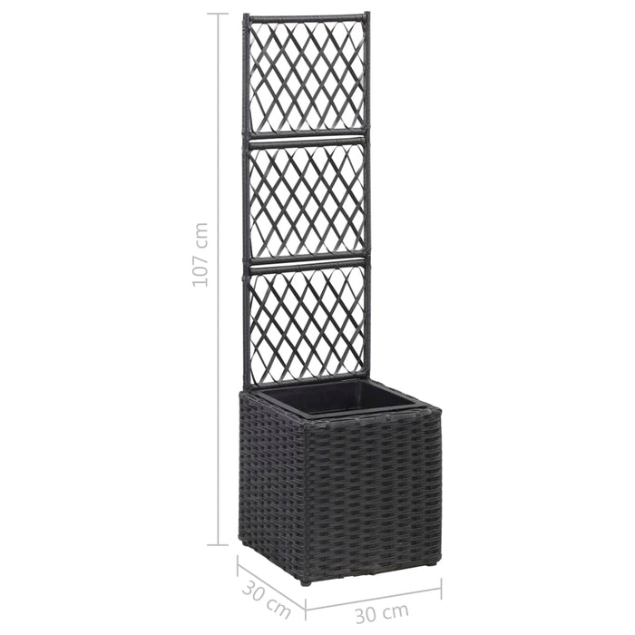 Strat înălțat spalier 1 ghiveci negru 30x30x107 cm poliratan WALTI