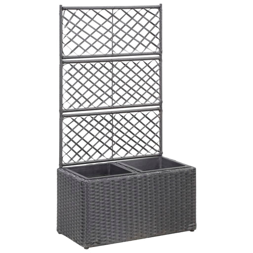 Strat înălțat spalier 2 ghivece negru 58x30x107 cm poliratan - WALTI WALTI