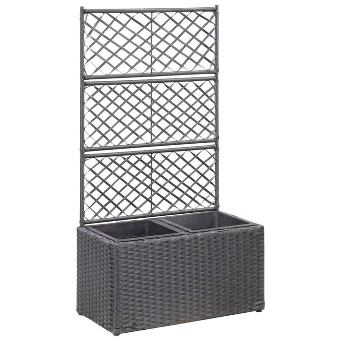Strat înălțat spalier 2 ghivece negru 58x30x107 cm poliratan - WALTI WALTI