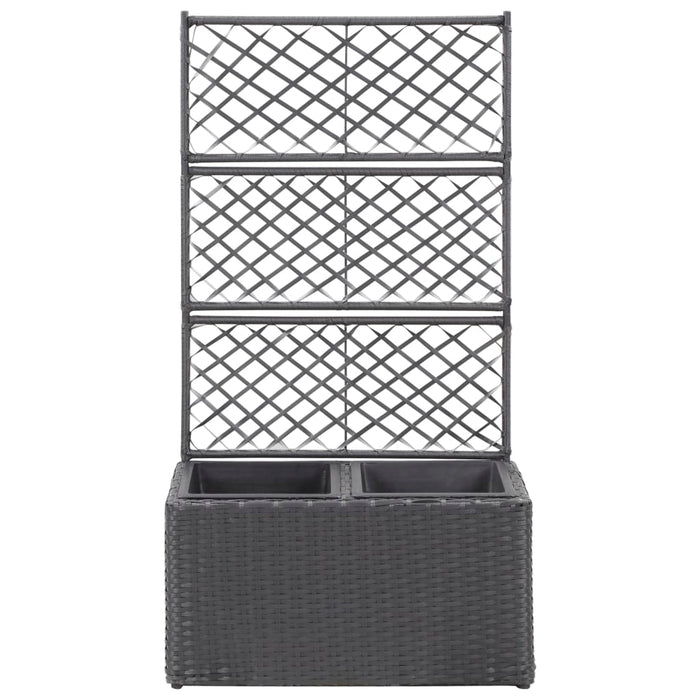 Strat înălțat spalier 2 ghivece negru 58x30x107 cm poliratan - WALTI WALTI