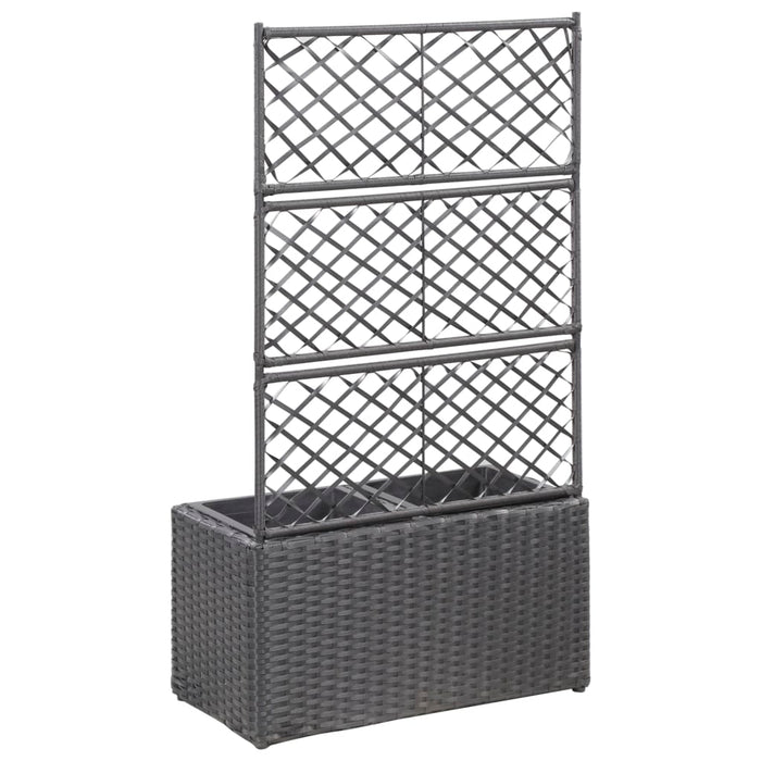Strat înălțat spalier 2 ghivece negru 58x30x107 cm poliratan - WALTI WALTI