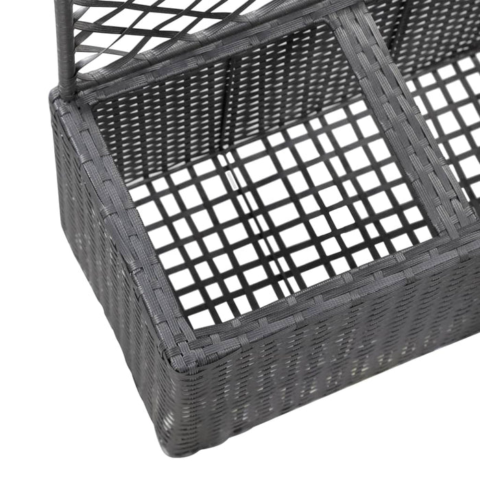 Strat înălțat spalier 2 ghivece negru 58x30x107 cm poliratan - WALTI WALTI