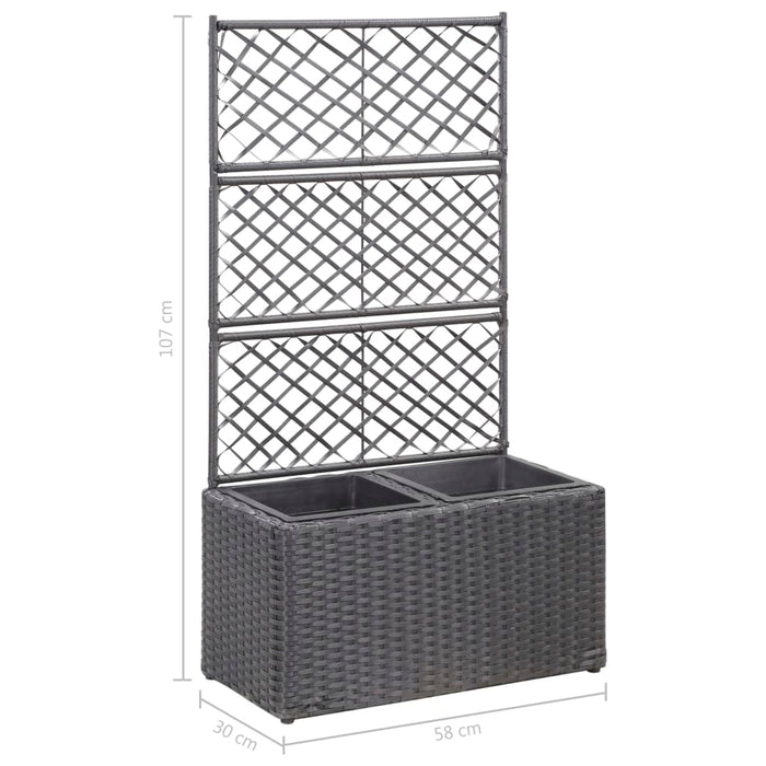 Strat înălțat spalier 2 ghivece negru 58x30x107 cm poliratan - WALTI WALTI