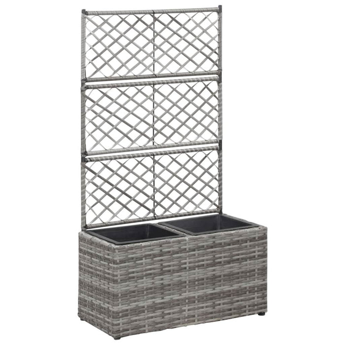 Strat înălțat spalier 2 ghivece, gri, 58x30x107 cm, poliratan - WALTI WALTI