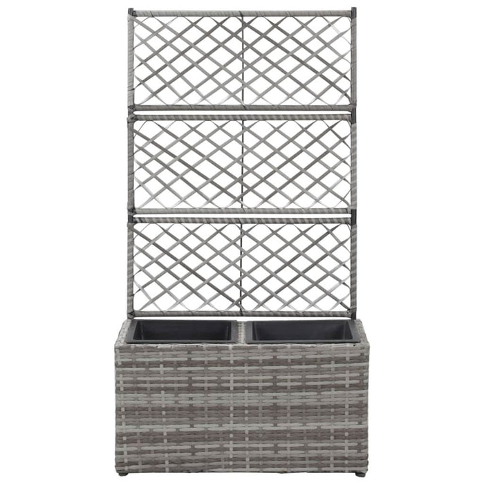 Strat înălțat spalier 2 ghivece, gri, 58x30x107 cm, poliratan - WALTI WALTI