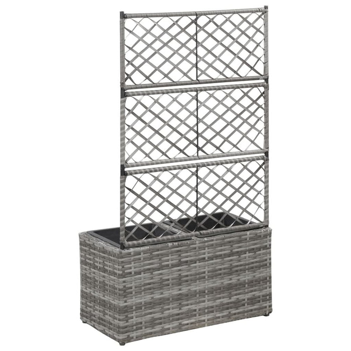 Strat înălțat spalier 2 ghivece, gri, 58x30x107 cm, poliratan - WALTI WALTI