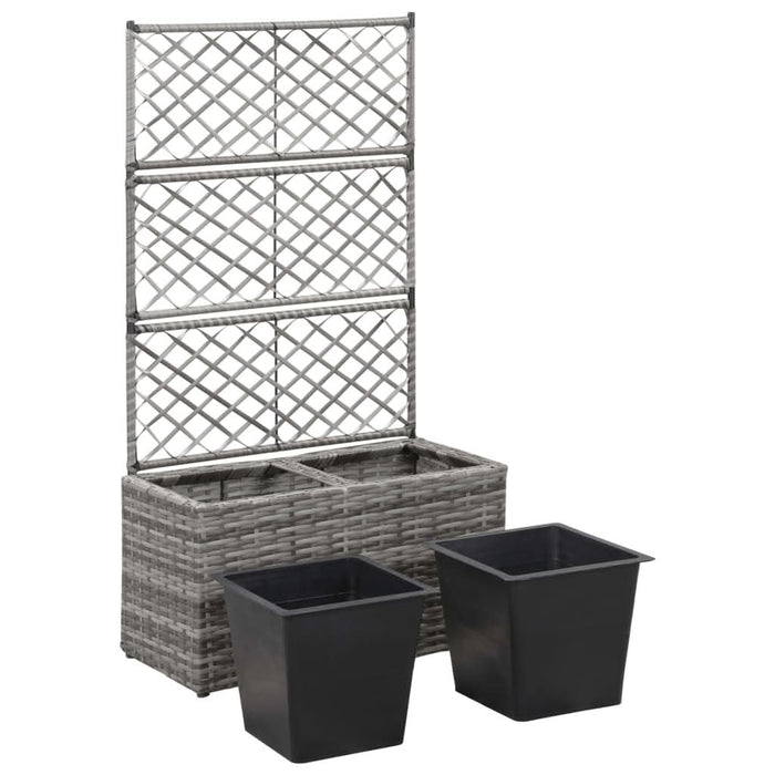 Strat înălțat spalier 2 ghivece, gri, 58x30x107 cm, poliratan - WALTI WALTI