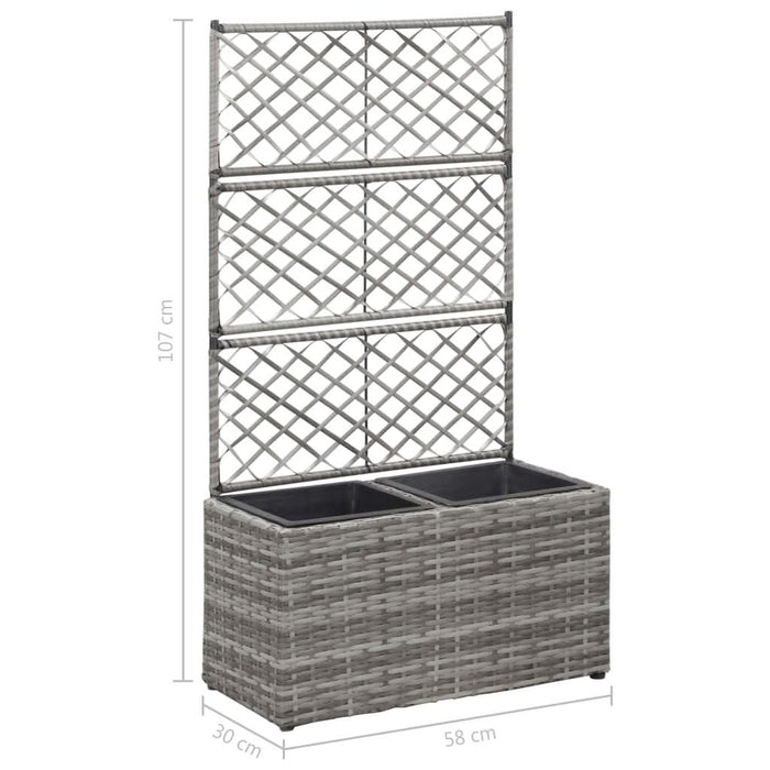 Strat înălțat spalier 2 ghivece, gri, 58x30x107 cm, poliratan - WALTI WALTI