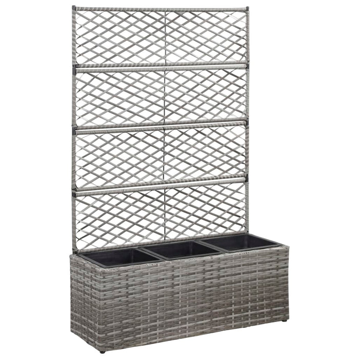 Strat înălțat spalier cu 3 ghivece gri 83x30x130 cm poliratan - WALTI WALTI