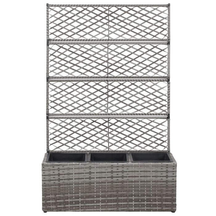 Strat înălțat spalier cu 3 ghivece gri 83x30x130 cm poliratan - WALTI WALTI