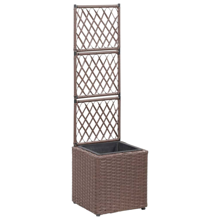 Strat înălțat spalier cu 1 ghiveci maro 30x30x107 cm poliratan - WALTI WALTI